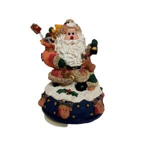 Vintage Christmas Windup Music Box Santa Claus Retro Whimsical Holiday Decor